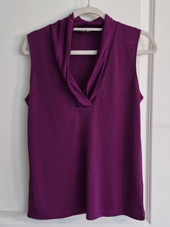 Jones New York Tops - Jones New York Sleeveless Blouse Womens M Purple Draped Cowl Neck Career Top
